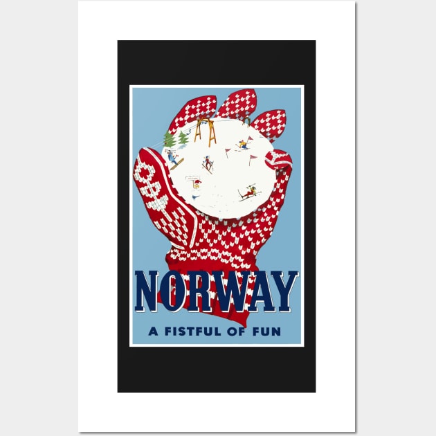 Norway, Travel Ski Poster Wall Art by BokeeLee